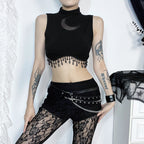 Damen elegantes Crop-Top mit Perlenverzierungen R&B
