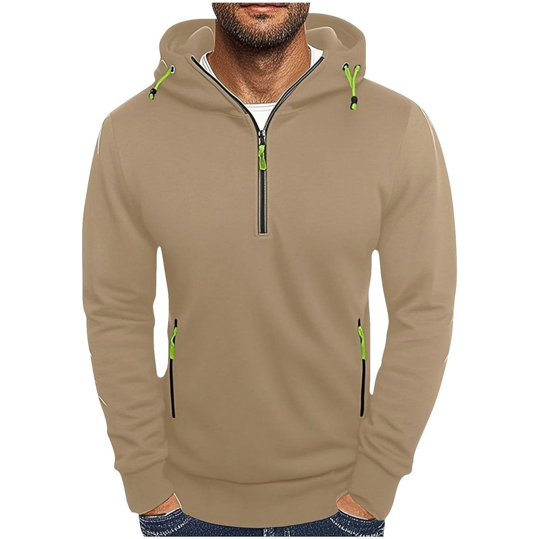 Herren modischer Kapuzenpullover mit zwei Taschen und halbem Reißverschluss R&B