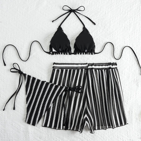 Damen Bikini-Set mit Rüschendetails und hoch taillierten Shorts R&B