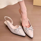 Damen elegante Sling-Ballerinas mit dekorativen Schleifen und flachem Absatz R&B