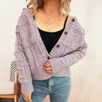 Damen Strickjacke mit strukturiertem Zopfdesign und eleganten Knopfdetails R&B