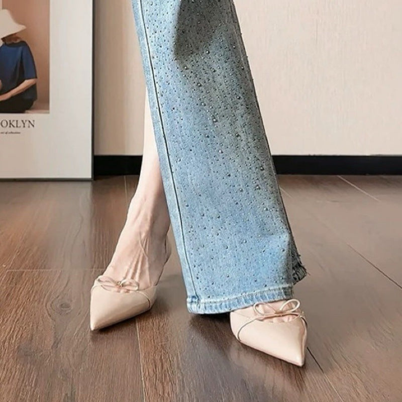 Damen elegante spitze Pumps mit schimmerndem Obermaterial R&B