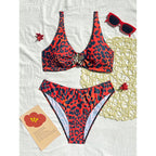 Damen Triangel-Bikini mit elegantem Schmuckdetail und modischem Animal-Print R&B