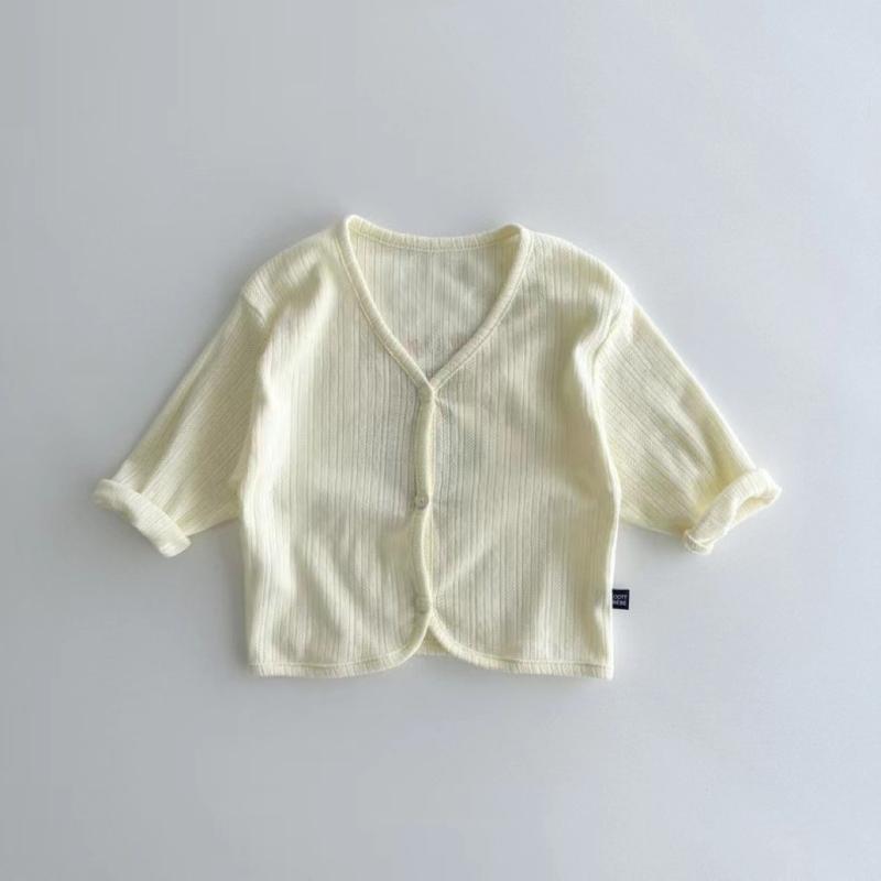 Unisex nan weicher gerippter Strickbaby-Cardigan mit V-Ausschnitt und hochkrempelbaren Ärmeln R&B