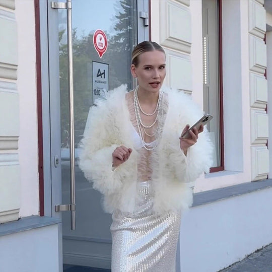Damen Voluminöse Tülljacke R&B
