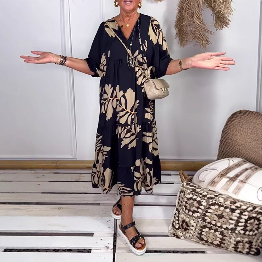 Damen Maxikleid mit floralem Design und fließendem Schnitt Heidi-Mode