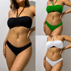 Damen Bandeau-Bikini mit elastischen Trägern und raffiniertem Wickeldetail R&B