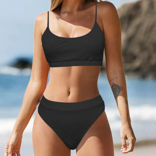 Damen Hochtailliertes Bikini-Set mit sportlichem Oberteil R&B