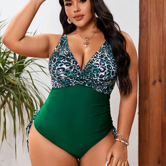Damen Einteiler Badeanzug mit tierischem Muster und figurformendem Schnitt R&B