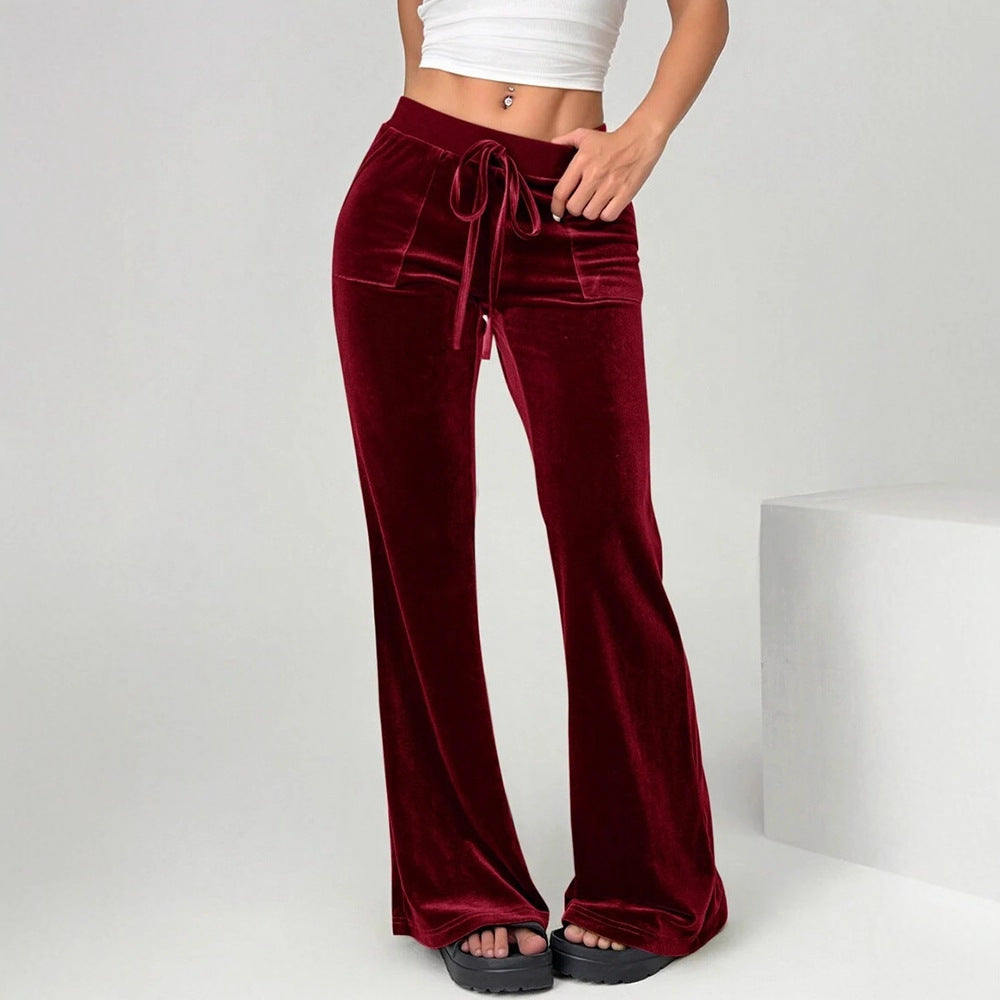 Damen Velours Freizeithose mit elastischem Bund und Taschen R&B