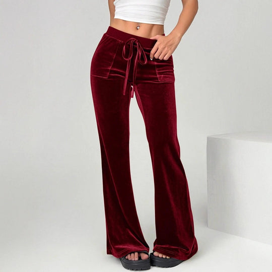Damen Velours Freizeithose mit elastischem Bund und Taschen R&B