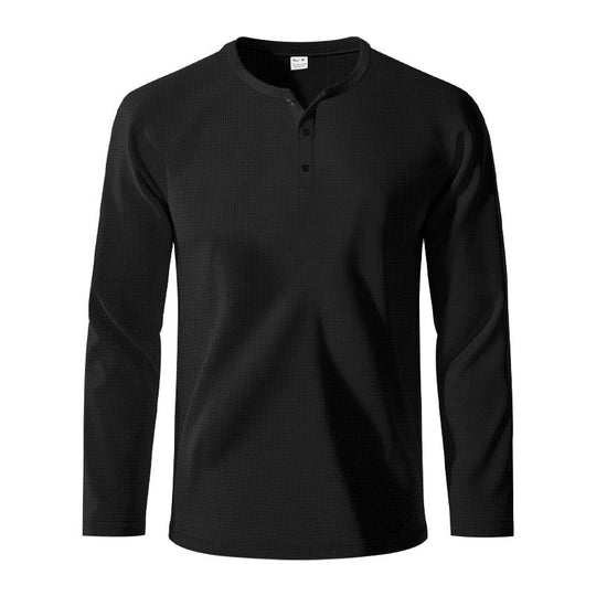 Herren Langarm-Henley-Shirt aus atmungsaktivem Strukturstoff R&B