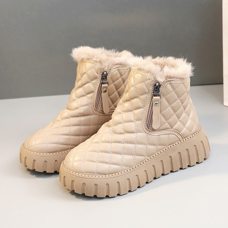 Damen Winterstiefel mit modischem Zipper-Design und kuscheligem Innenfutter R&B