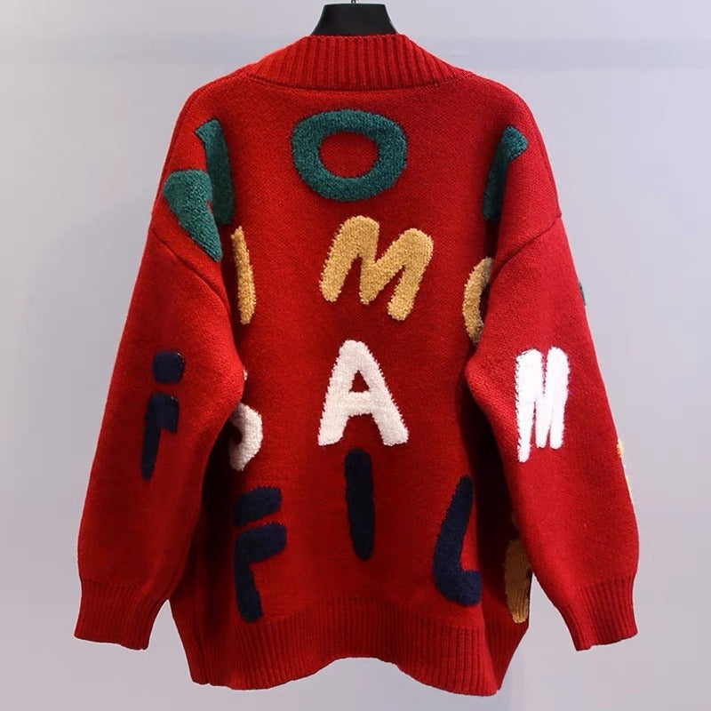 Damen Grobstrick-Cardigan mit kreativen Applikationen und großen Taschen R&B