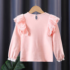 Mädchen Sweatshirt mit Rüschen und floralem Herzmotiv R&B