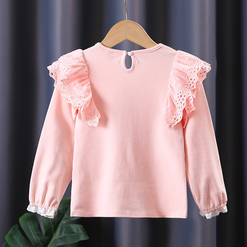 Mädchen Sweatshirt mit Rüschen und floralem Herzmotiv R&B