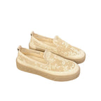 Damen Slip-On Sneakers mit floralem Stickdesign R&B