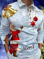 Herren Weihnachtliches Langarmshirt mit festlichem Grafikdesign und praktischem Reißverschluss R&B
