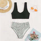 Damen Hochtailliertes Bikini-Set mit strukturiertem Oberteil