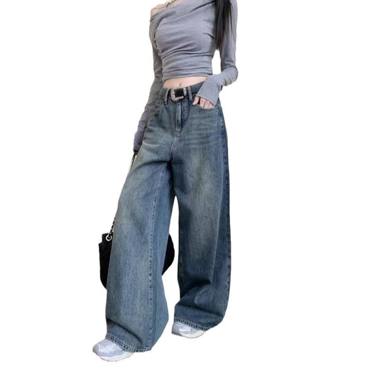 Damen Weite Denim-Hose mit hohem Bund und lässiger Passform R&B