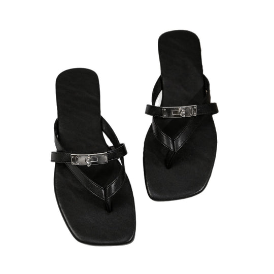 Damen Elegante Flip-Flops mit modischem Riemendesign und funkelndem Akzent R&B