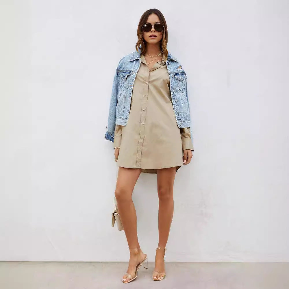 Damen lässiges Shirtkleid mit praktischem Knopfverschluss und dezenten Ärmeldetails R&B