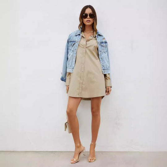 Damen lässiges Shirtkleid mit praktischem Knopfverschluss und dezenten Ärmeldetails R&B