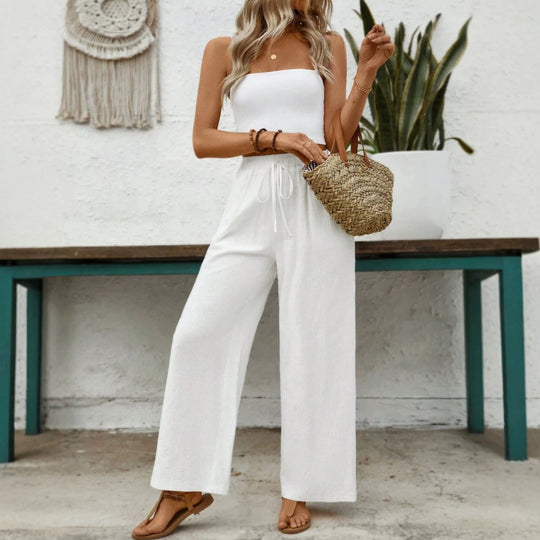 Damen Culotte Jumpsuit mit elastischem Bund und weiter Beinform R&B