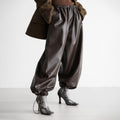 Damen Modische Kunstlederhose mit elastischem Bund R&B
