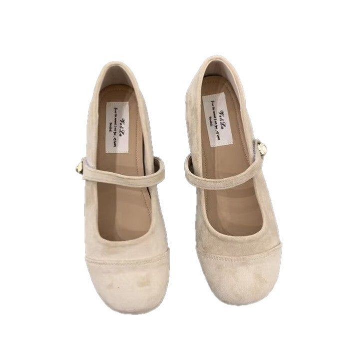 Damen Ballerinas mit modischem Riemchen und goldener Schnalle R&B