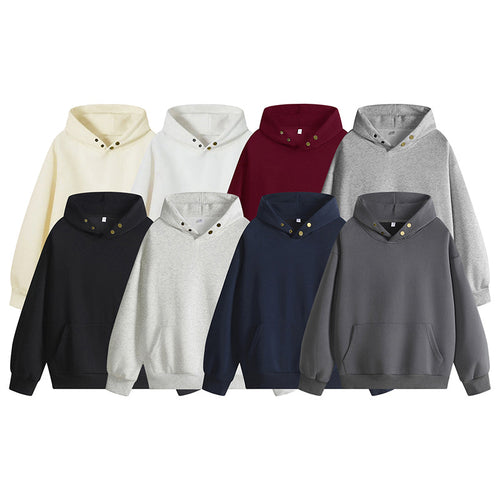 Damen Kapuzenpullover mit innovativem Schnitt und praktischen Druckknöpfen R&B