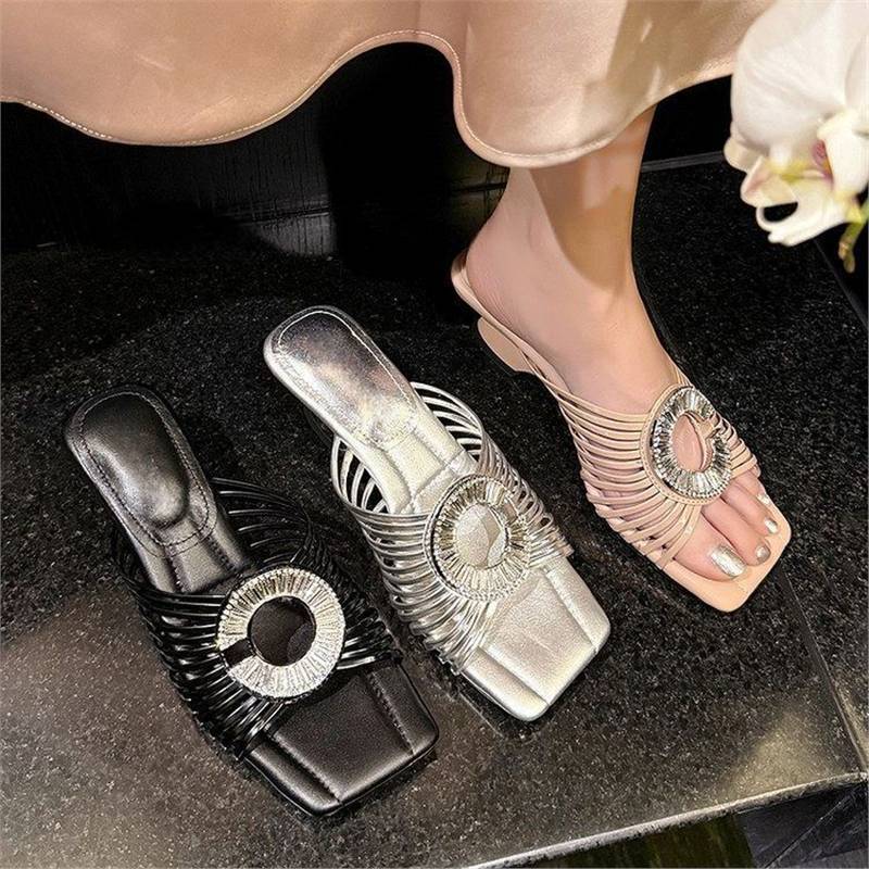 Damen elegante Riemchen-Sandalen mit Schmuckdetail R&B