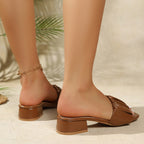 Damen elegante Blockabsatz-Sandalen mit gerafftem Riemen R&B