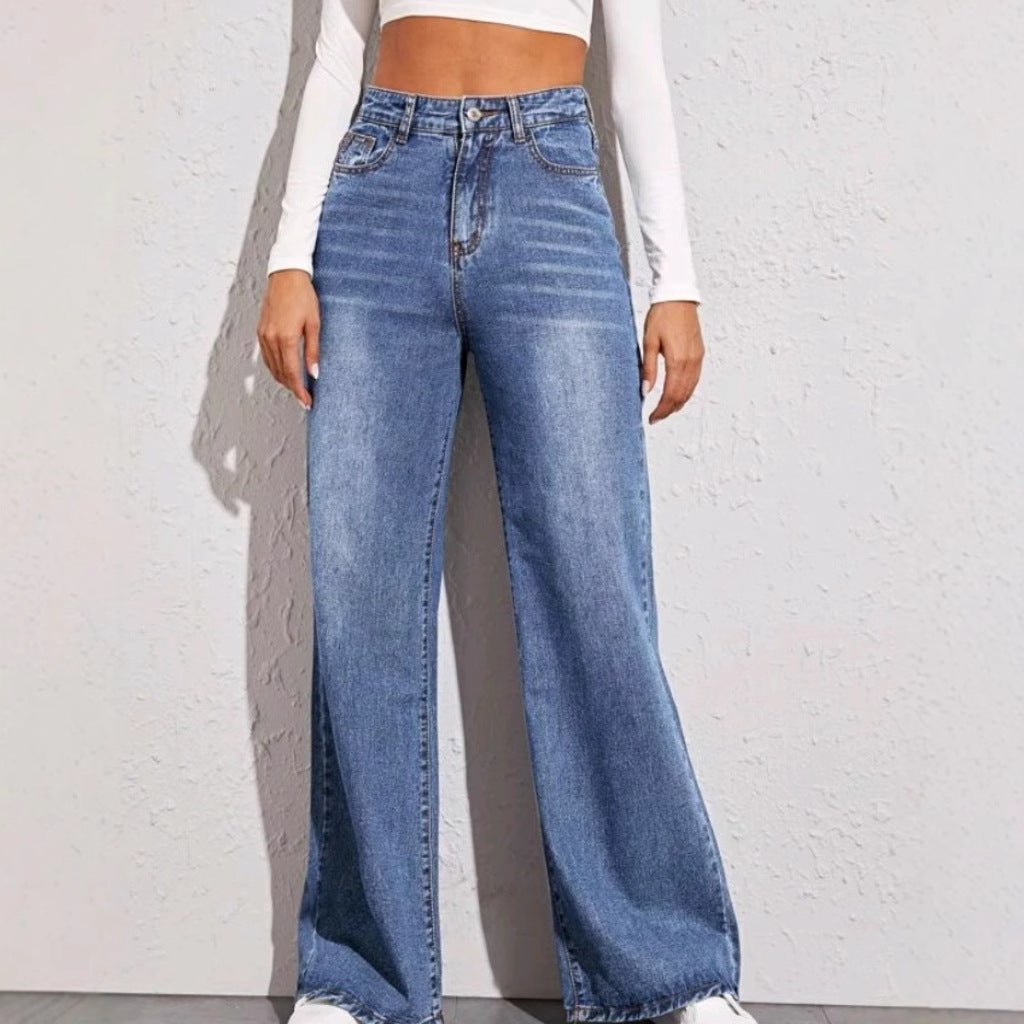 Damen Weit geschnittene Jeans mit hohem Bund R&B