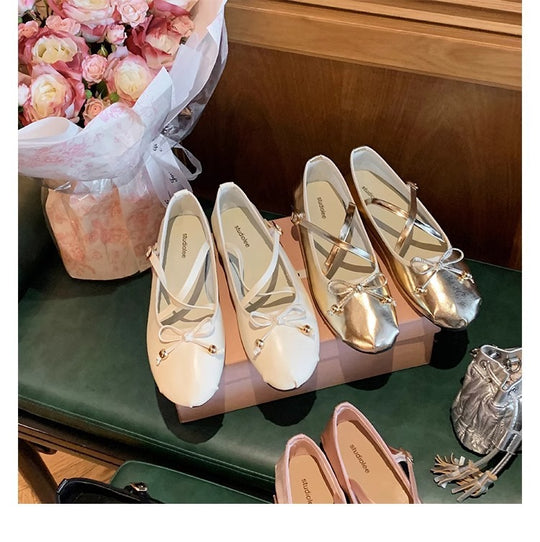 Damen Ballerinas mit feinen Riemen und charmantem Schleifendetail R&B
