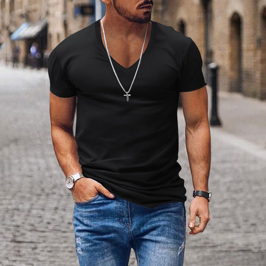 Herren lässiges V-Ausschnitt T-Shirt R&B