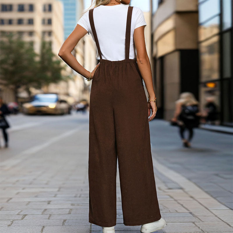 Damen eleganter Latzoverall aus leichter Baumwolle mit komfortablem Schnitt und praktischen Taschen R&B