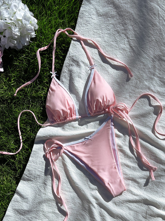 Damen Triangel-Bikini mit verstellbaren Bindebändern und femininen Akzenten R&B