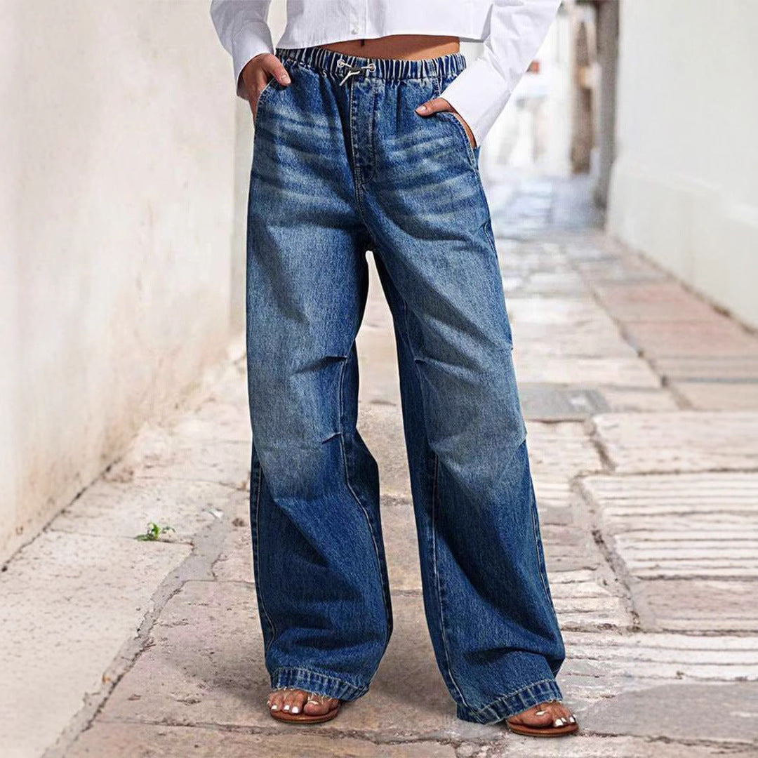 Damen Weit geschnittene Jeanshose mit elastischem Bund R&B