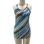Damen Tankini-Top mit modischem Streifendesign und komfortabler Raffung R&B