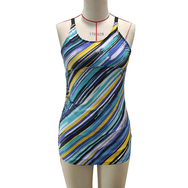 Damen Tankini-Top mit modischem Streifendesign und komfortabler Raffung R&B