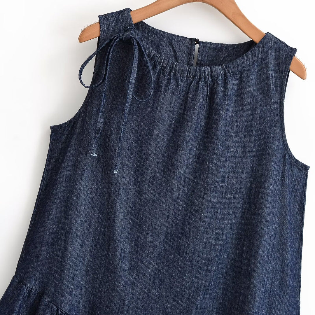 Damen Sommerkleid mit voluminösem Rocksaum und raffiniertem Schnürdetail R&B