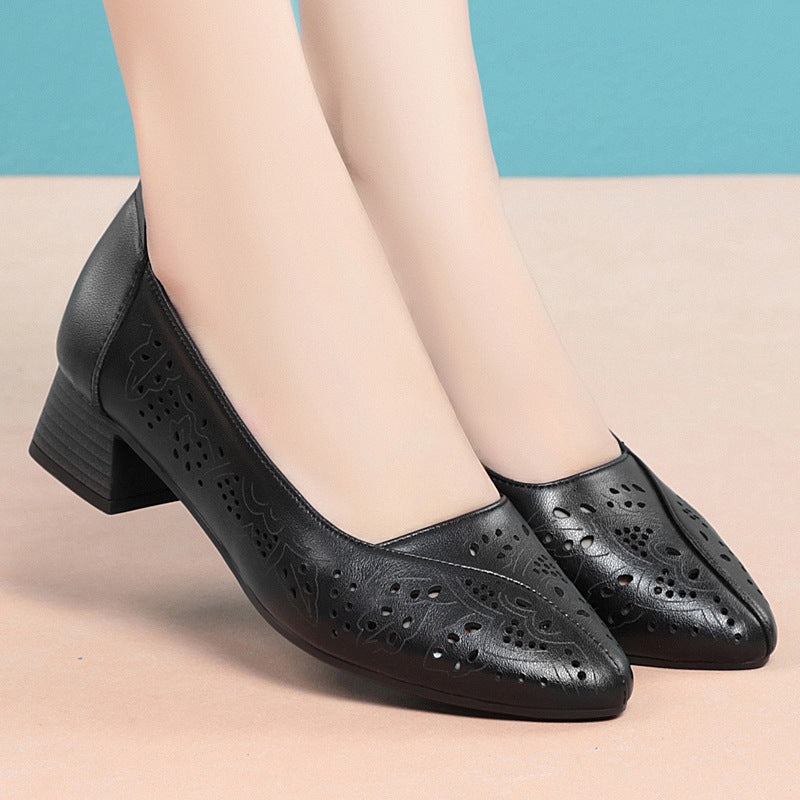 Damen Elegante Ballerina mit Luftdurchlässigem Design und Bequemem Blockabsatz R&B
