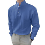 Herren Langarm-Henley-Shirt mit modernem Stehkragen und Knopfleiste R&B