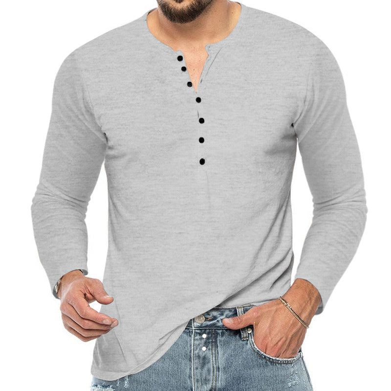 Herren nan schmal geschnittenes Henleyshirt mit Stehkragen und kurzer Knopfleiste R&B
