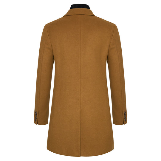 Herren eleganter Wollmantel mit modernem Schnitt und praktischen Taschen R&B