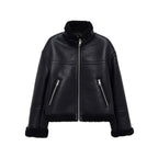 R&B | schwarze Aviator-Lederjacke für Herren