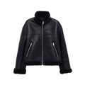 R&B | schwarze Aviator-Lederjacke für Herren
