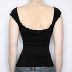 Damen elegantes Oberteil mit Rüschendetails und schulterfreiem Design R&B