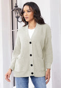 Damen Strickjacke mit modernen Taschen und geripptem Design
